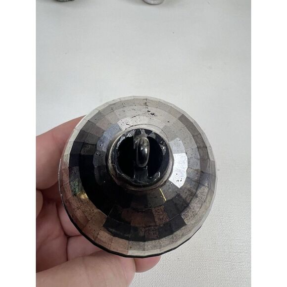 Vtg Bradford Silver Striped Lantern‎ Barrel Disco Ball Christmas Ornaments BX1-2 - Picture 9 of 13